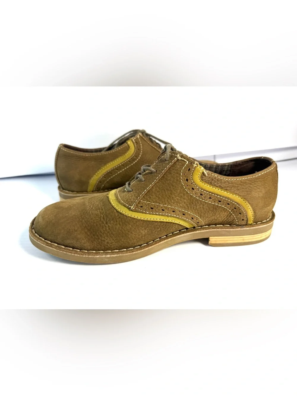 Original Penguin Tan  Suede Oxfords with Golden Trim